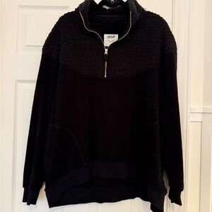 Aerie Black Sherpa Zip-Up Jacket